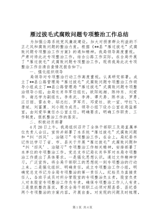 雁过拔毛式腐败问题专项整治工作总结