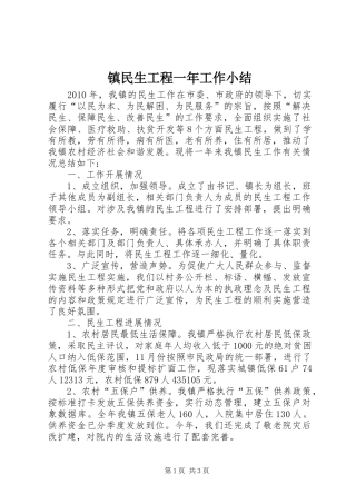 镇民生工程一年工作小结