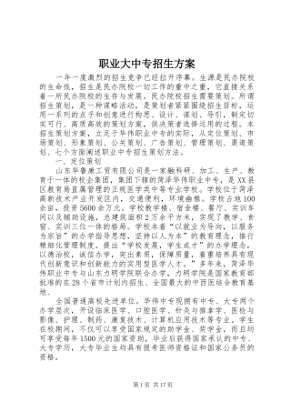 职业大中专招生实施方案