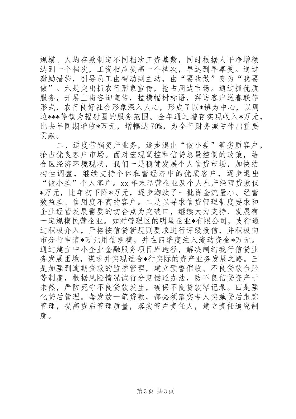 银行XX支行XX年度工作总结_第3页