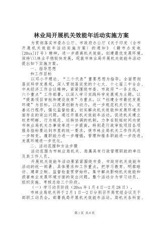 林业局开展机关效能年活动实施方案