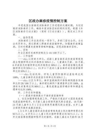 区政办麻疹疫情控制方案