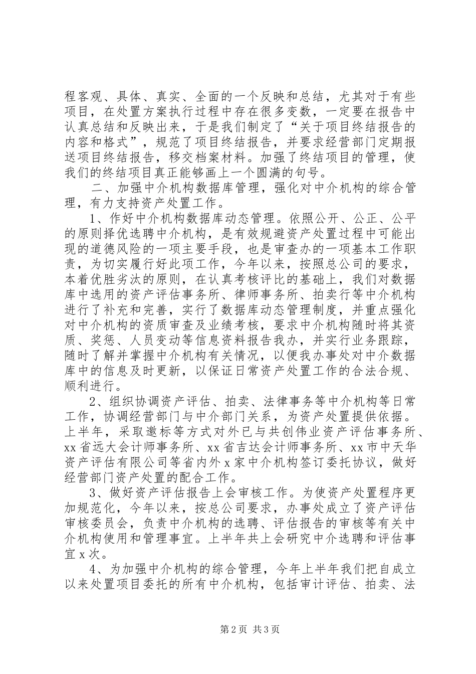 资产处置审查办公室20XX年工作总结_第2页