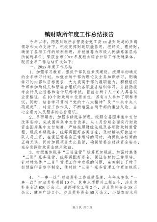 镇财政所年度工作总结报告