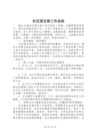 社区团支部工作总结