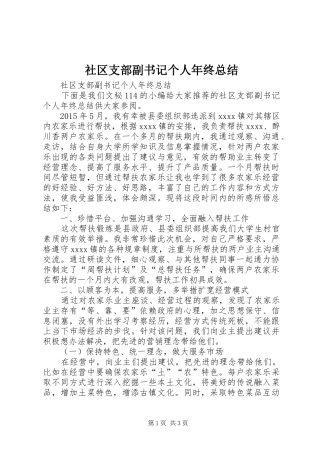 社区支部副书记个人年终总结