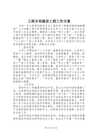 工商分局建设工程工作实施方案