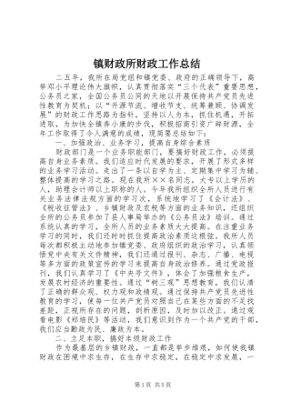 镇财政所财政工作总结