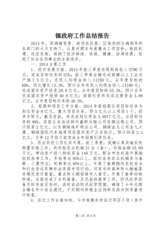 镇政府工作总结报告