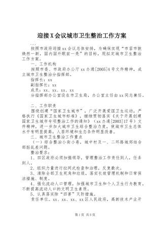 迎接X会议城市卫生整治工作实施方案