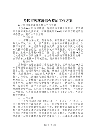 片区市容环境综合整治工作方案