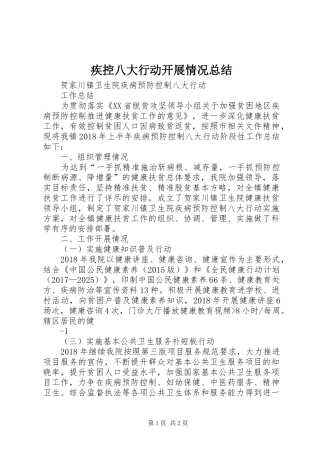疾控八大行动开展情况总结