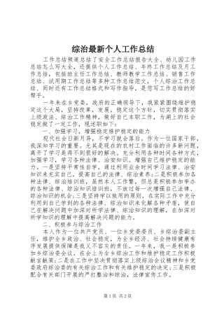 综治最新个人工作总结