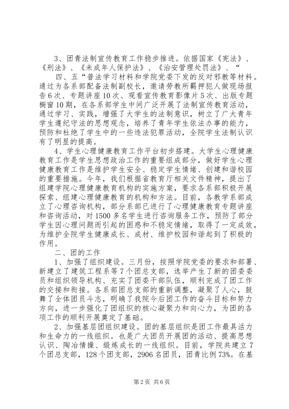 职业学院共青团工作总结_第2页