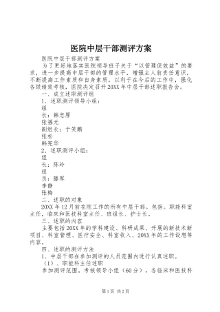 医院中层干部测评实施方案