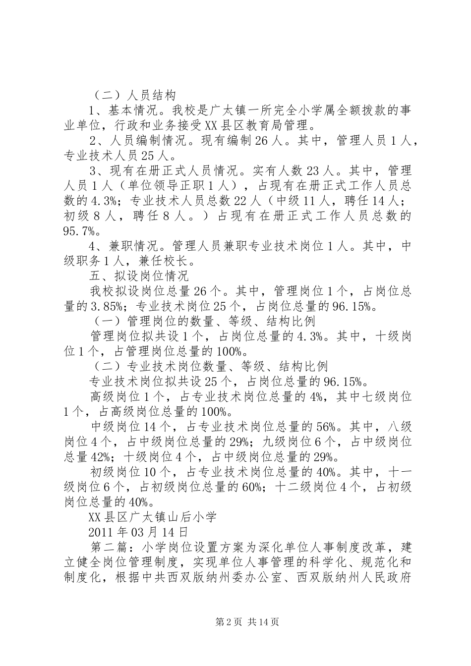XX年山后小学岗位设置实施方案_第2页