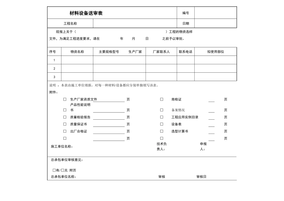 VT-GC-QR007材料设备送审表_第1页