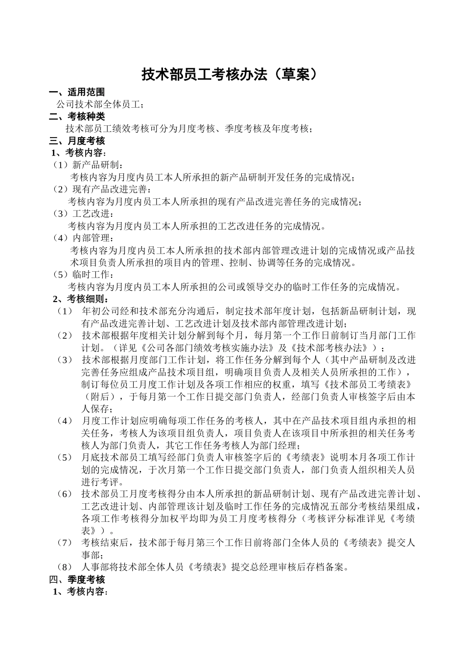 技术部员工考核办法_第1页