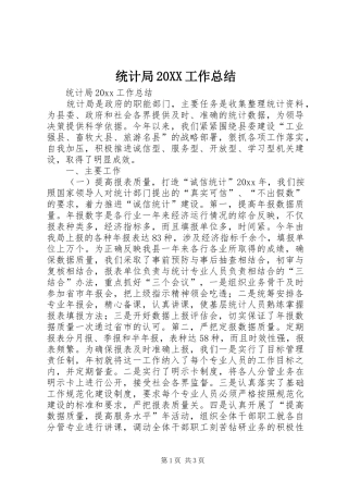 统计局20XX工作总结