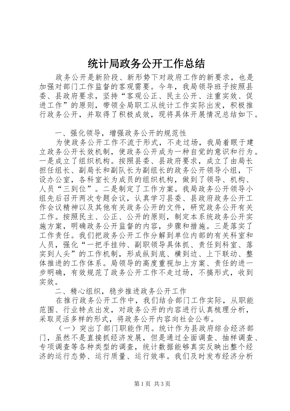 统计局政务公开工作总结_第1页