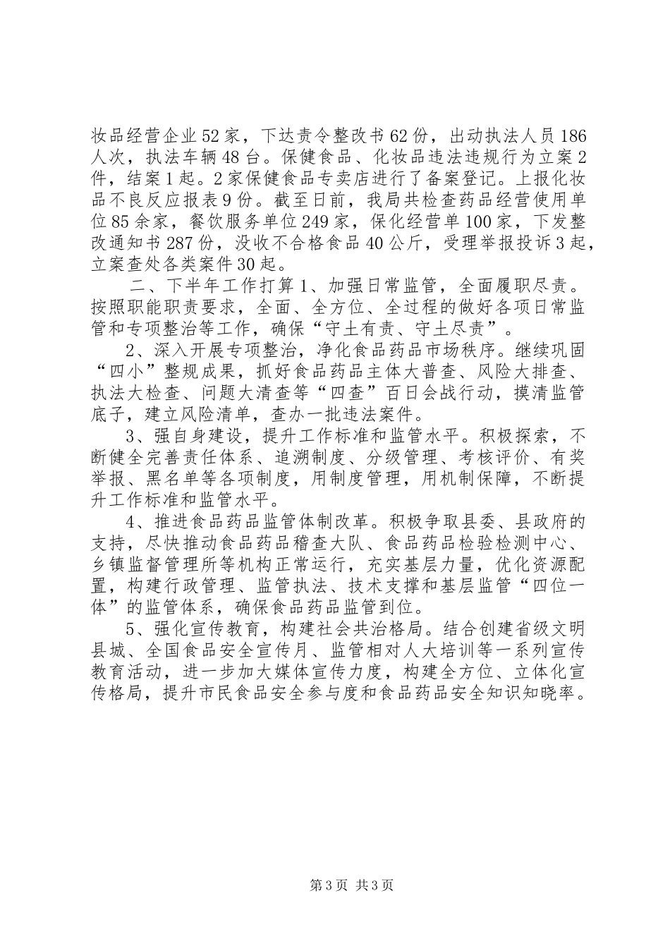 食药监上半年工作总结暨下半年工作思路_第3页