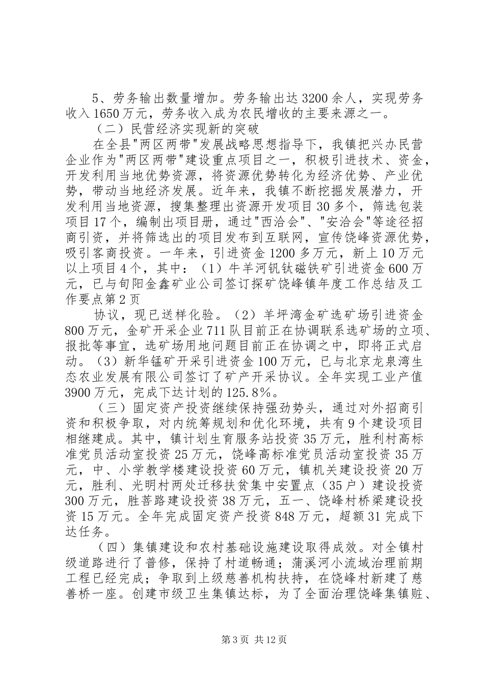 饶峰镇年度工作总结及工作要点_第3页