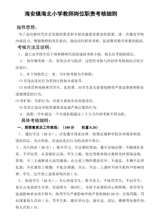 教师岗位考核细则正版