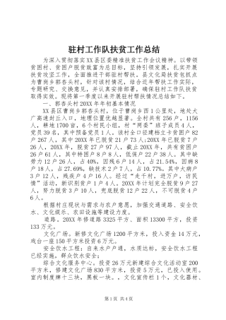 驻村工作队扶贫工作总结