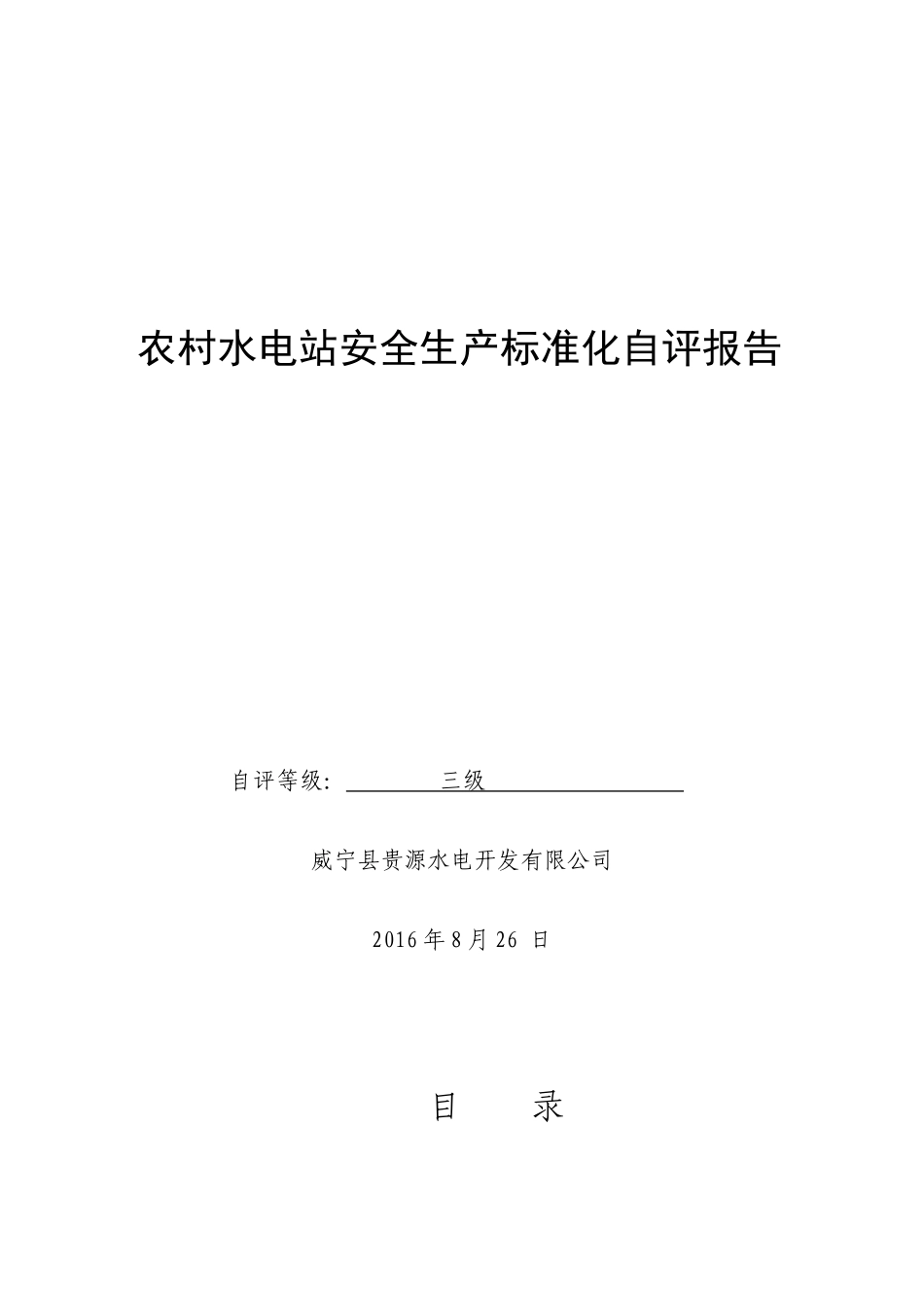 玉龙水电站安全生产标准化自评报告_第1页