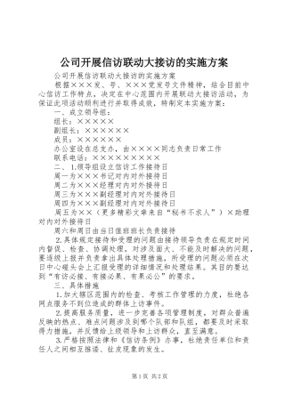 公司开展信访联动大接访的方案