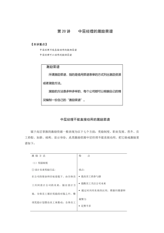 公司中层经理的激励菜谱