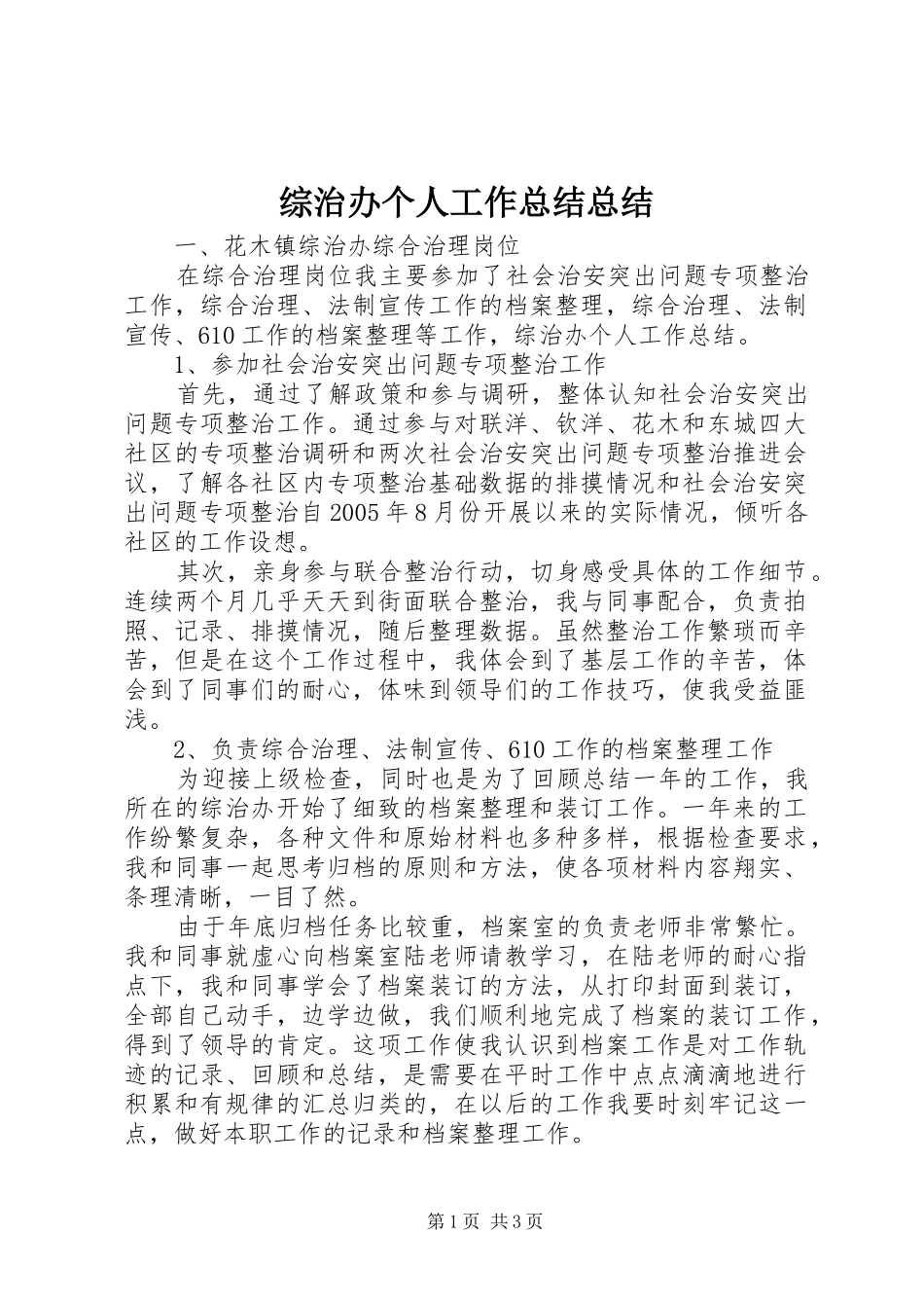 综治办个人工作总结总结_第1页