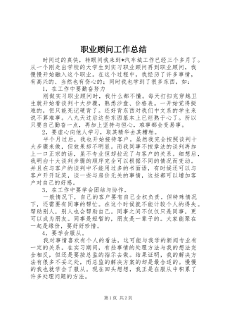 职业顾问工作总结