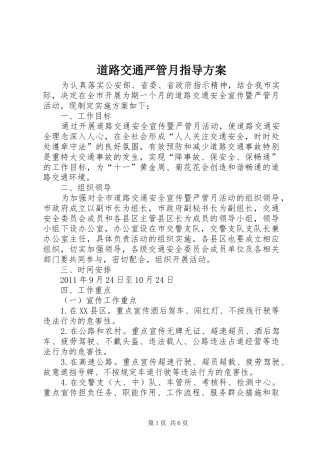 道路交通严管月指导实施方案