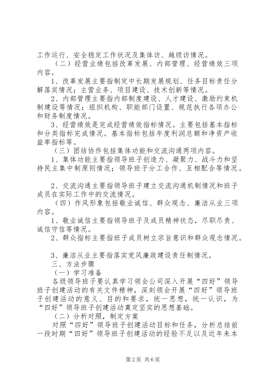 企业四好领导班子创建活动实施方案_第2页