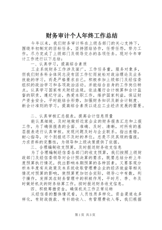 财务审计个人年终工作总结