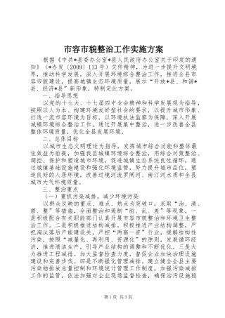 市容市貌整治工作方案
