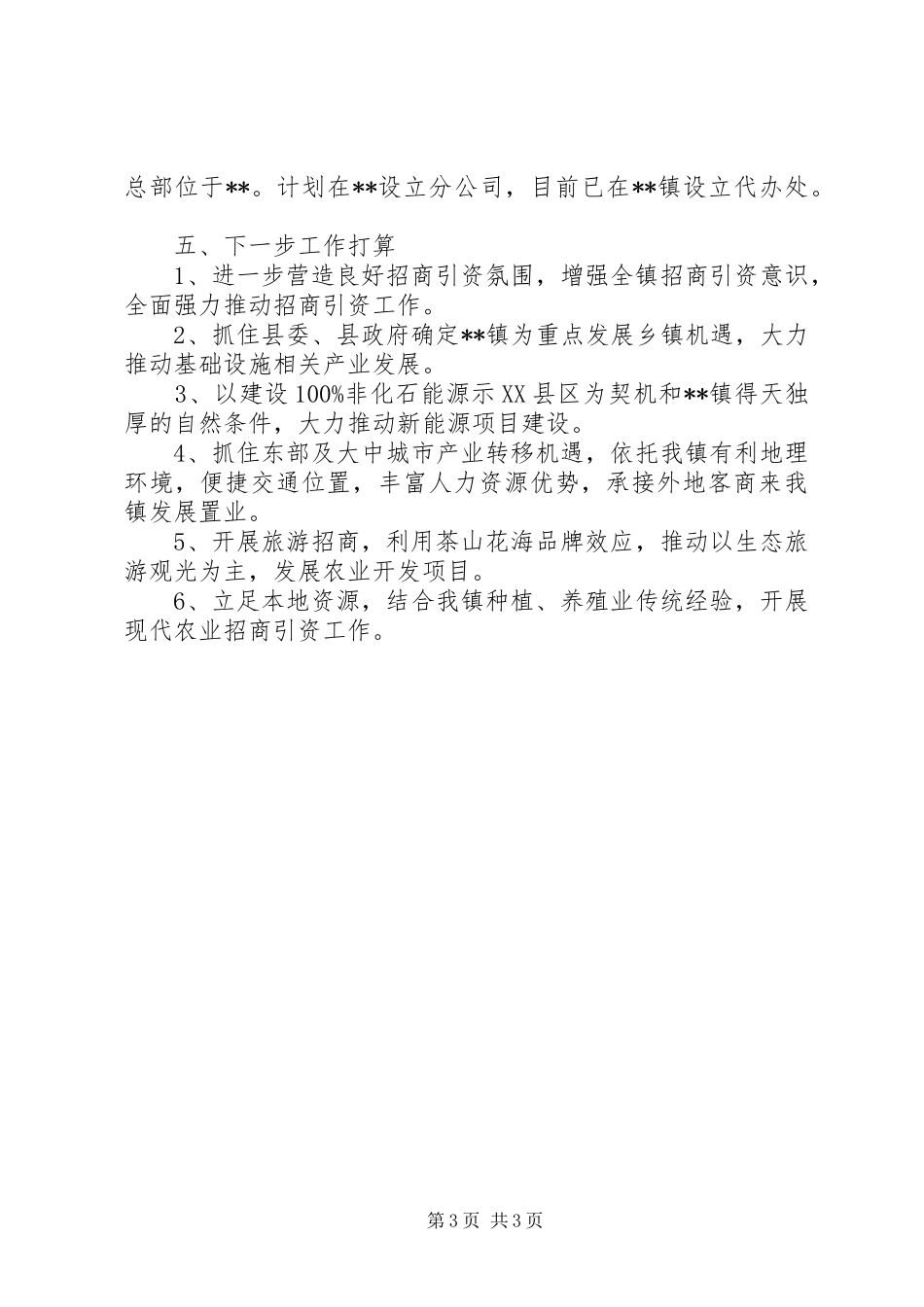 镇XX年度招商引资工作总结_第3页