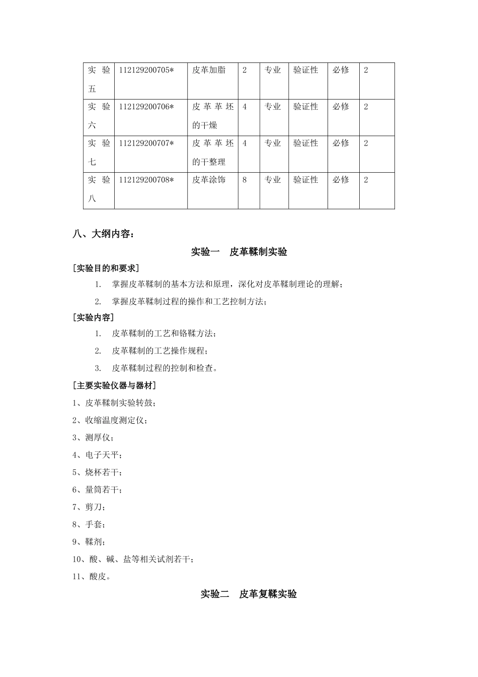 《制革工艺实验》教学大纲_第2页