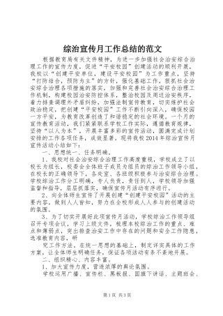 综治宣传月工作总结的范文