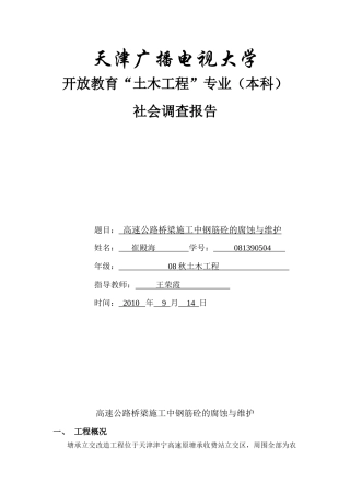 浅议高速公路桥梁施工中钢筋砼的腐蚀与维护