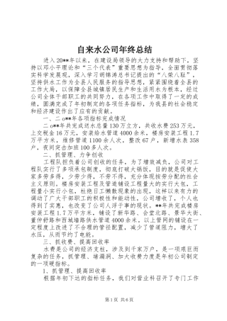 自来水公司年终总结