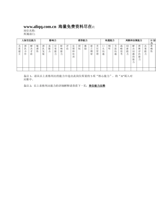 海悦岗位能力打分表