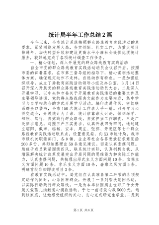 统计局半年工作总结2篇