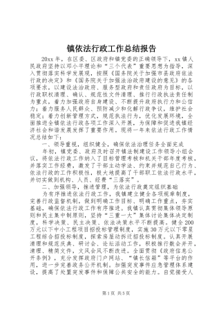 镇依法行政工作总结报告