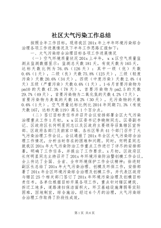 社区大气污染工作总结