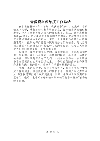 音像资料部年度工作总结