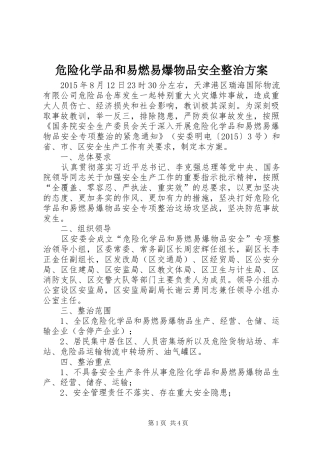 危险化学品和易燃易爆物品安全整治实施方案