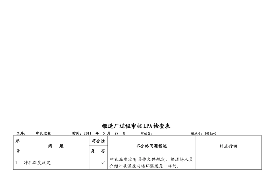 锻造厂环件生产过程LPA检查表_第3页