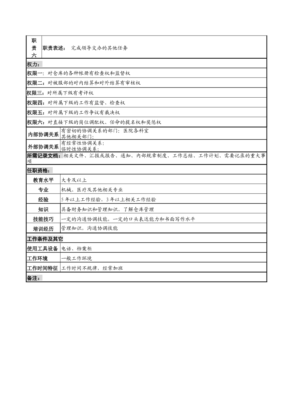 湖北新华医院物资供应中心副主任岗位说明书_第2页